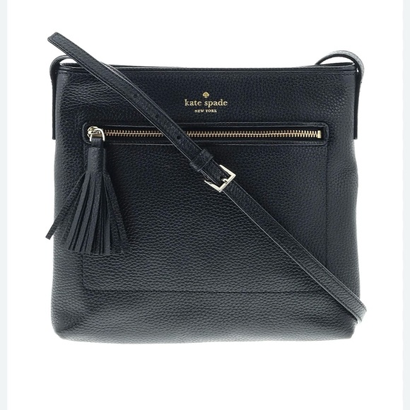 kate spade Handbags - Kate Spade Black Pebbled Leather Tassel Zip Crossbody Bag